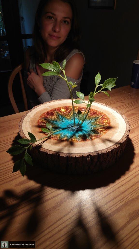 geometric resin wood accents