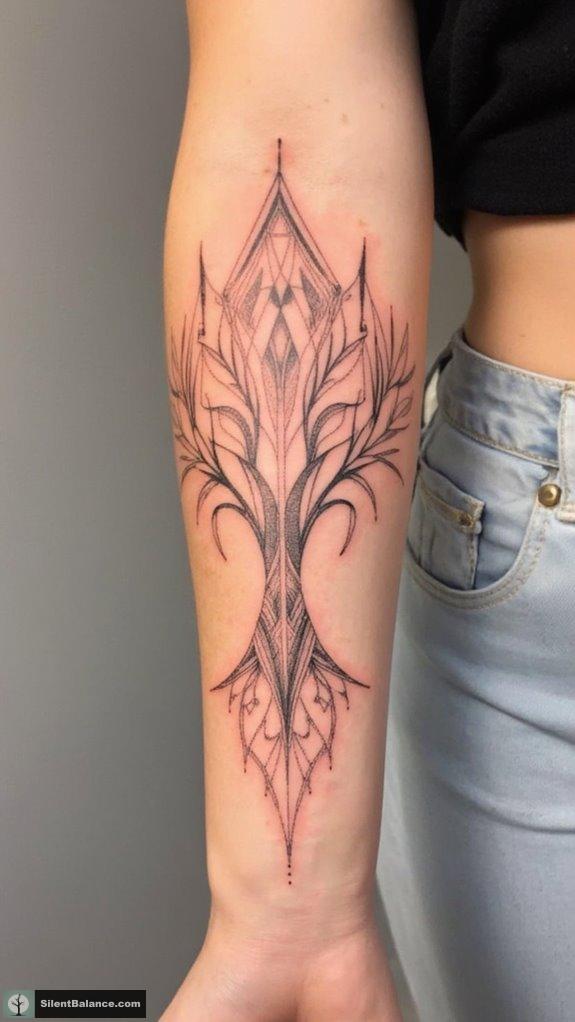 geometric tree tattoo aesthetics