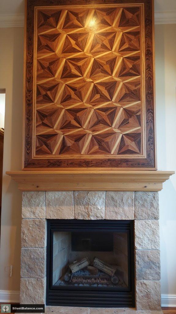 geometric wood mosaic art