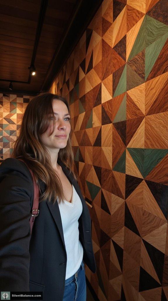 geometric wood mosaic feature