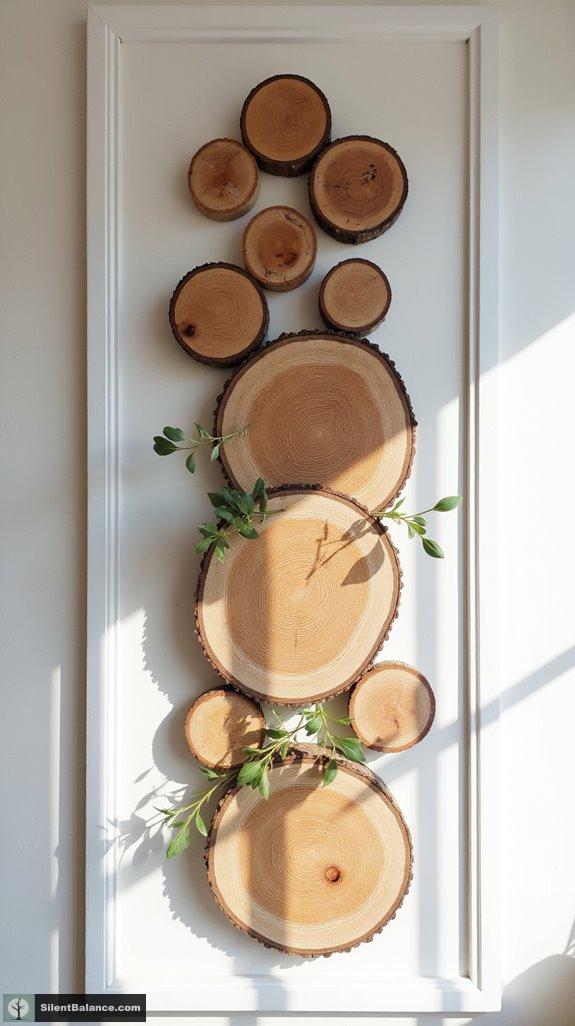 geometric wood slice decor