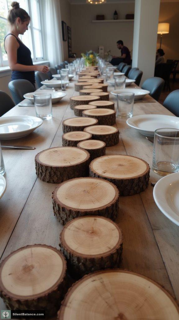 geometric wood slice decor