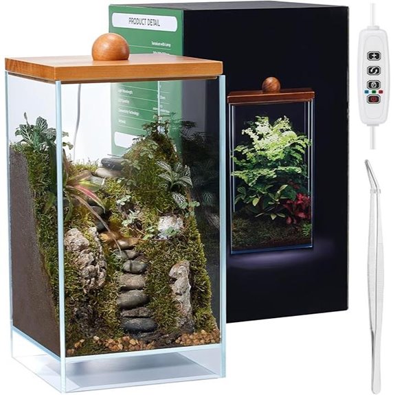 Desktop Glass Plant Terrarium with Light and Propagation Station