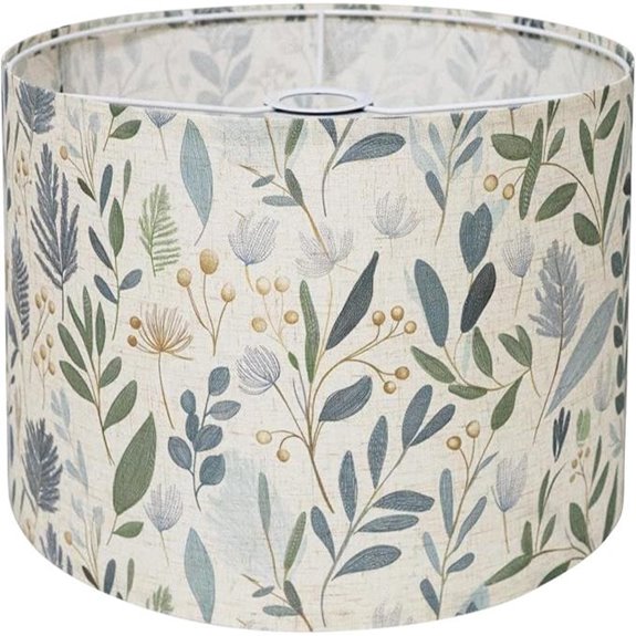 Sage Green Botanical Drum Lamp Shade