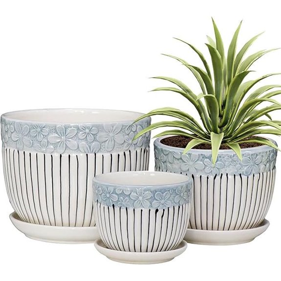 Ton Sin Grey Flower Pots Set of 3 Ceramic Planters