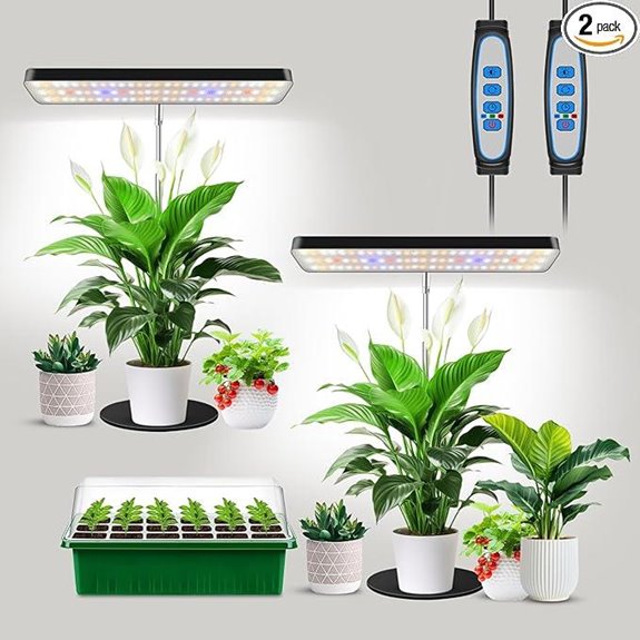 Aumtrly Grow Light 2-Pack with Timer and Adjustable Height