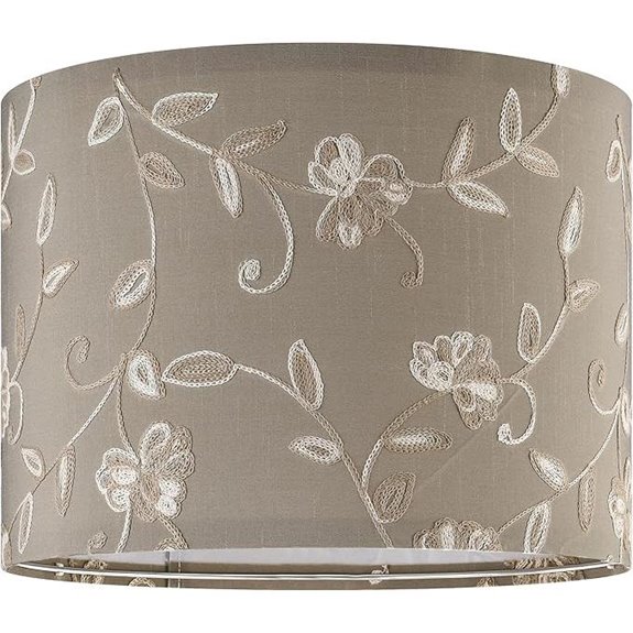 Embroidered Leaf Drum Lamp Shade 13 Handcrafted