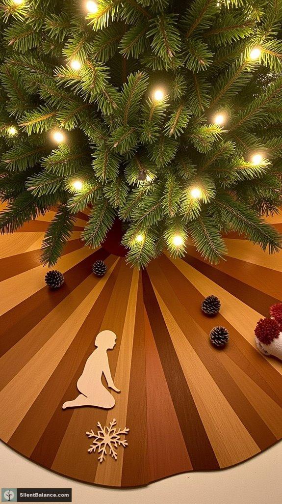 handcrafted rustic wooden tree skirts