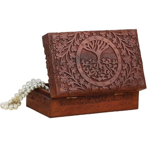 Handmade Sheesham Jewelry Box with Tree of Life