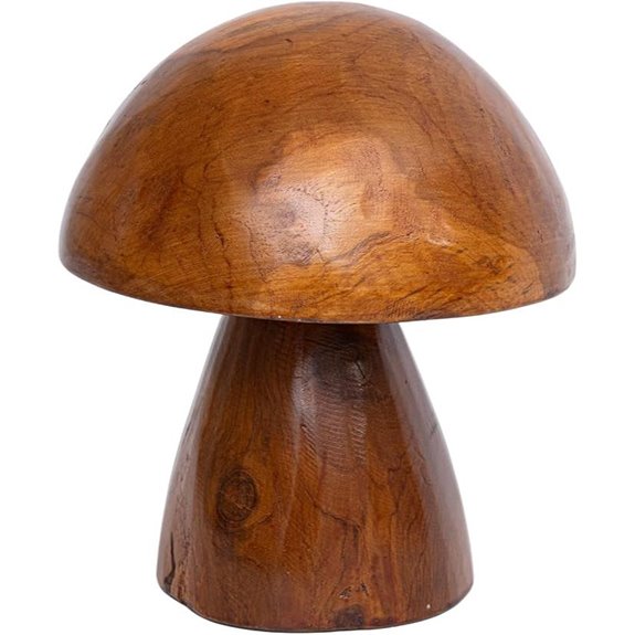 Handmade Teak Wood Mushroom Decor Statue