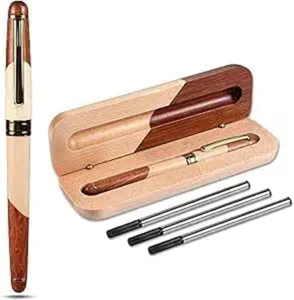 Handmade Wooden Ballpoint Pen with Refill & Box