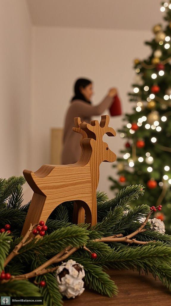 handcrafted wooden reindeer decor