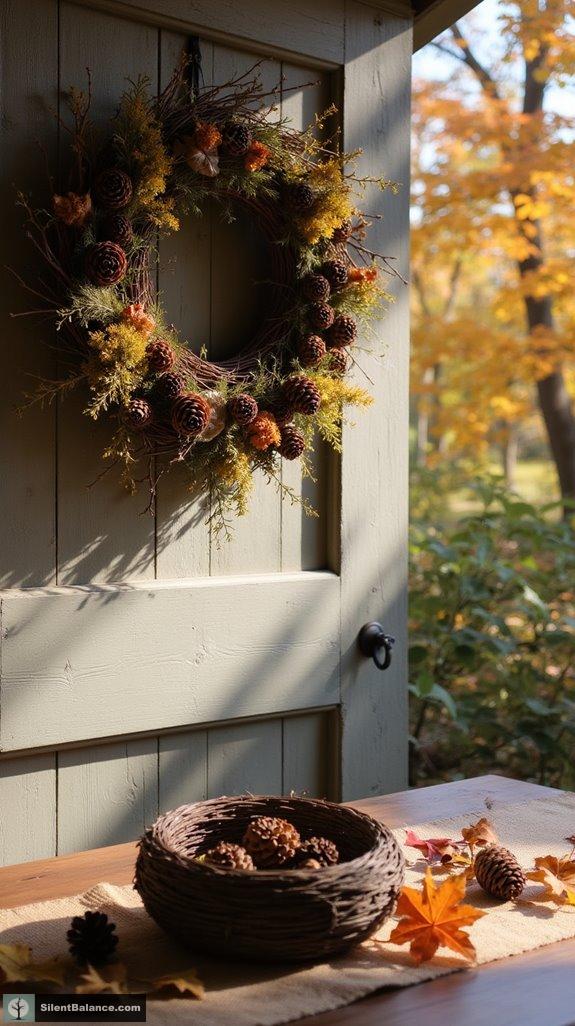 handmade rustic pinecone wreaths