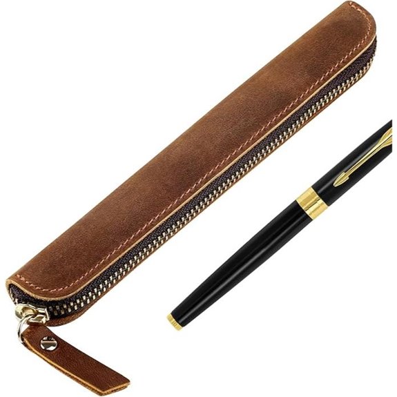 Crazy Horse Leather Pen Pouch – Handmade Vintage Style