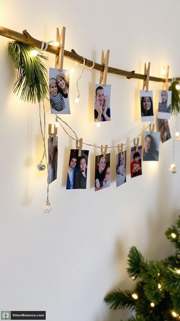hanging branch photo display