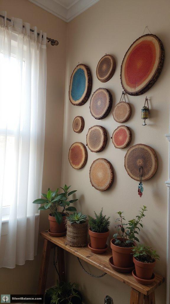 hanging wooden slice art