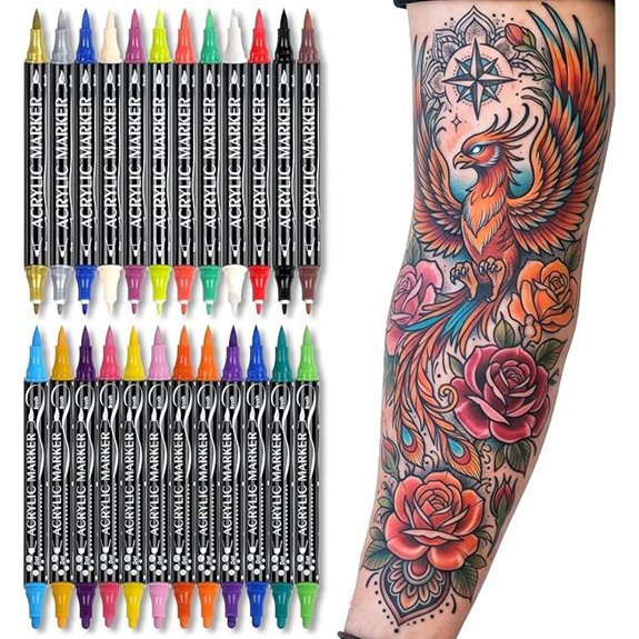 IJIANG Temporary Tattoo Markers Skin-Safe Waterproof 24-Pack