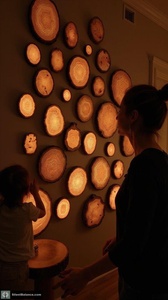 illuminated tree slice decor