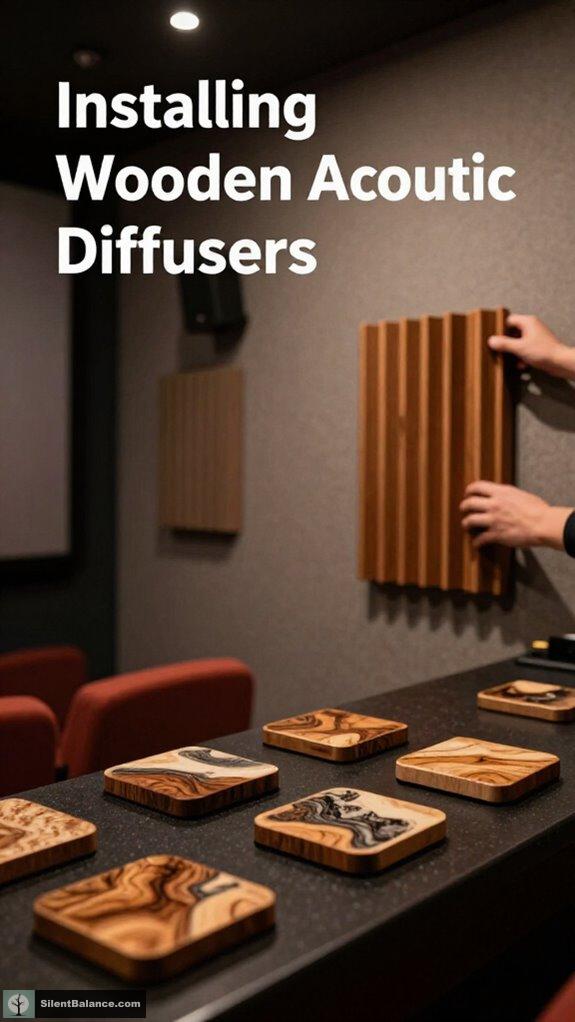 installing wooden acoustic diffusers