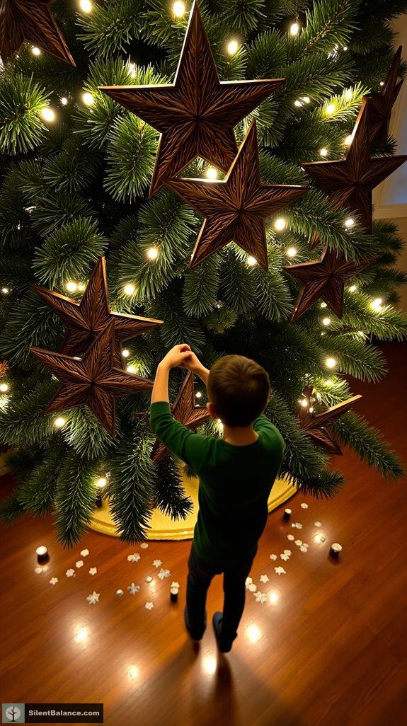 intricate walnut holiday decor