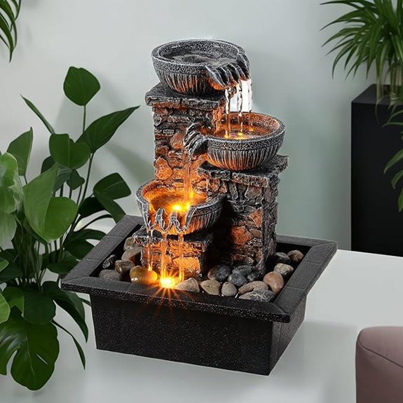 Kalona 3-Bowl Waterfall Fountain with LED Light
