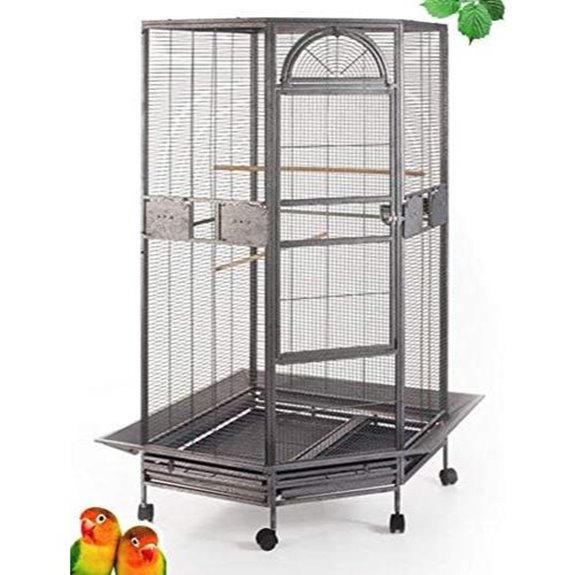 64 Large Corner Wrought Iron Parrot Cage with Removable Tray