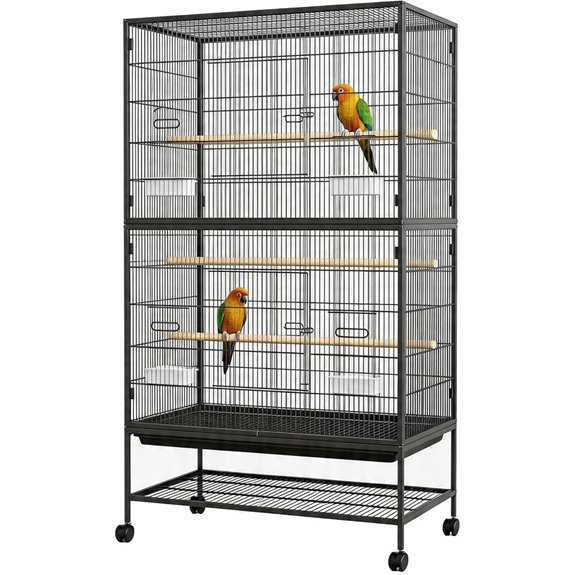 61-Inch Rolling Bird Cage with Storage Shelf