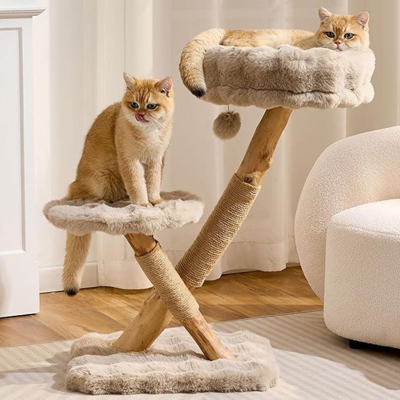 HITTITE 32-Inch Solid Wood Cat Tree with Bed