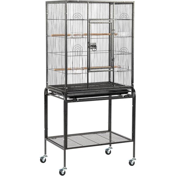VINGLI 53-inch Wrought Iron Bird Cage with Wheels