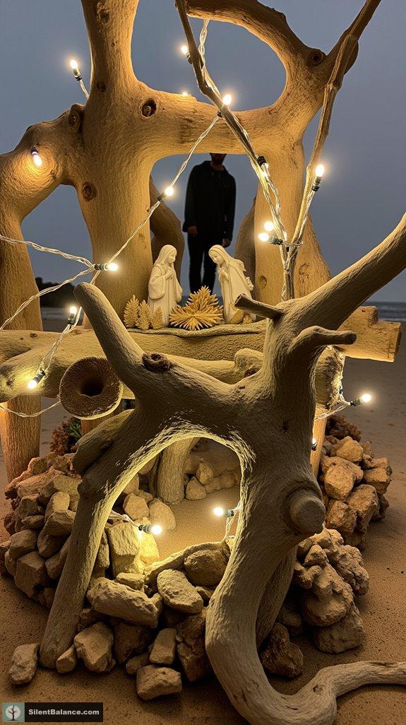 layered driftwood nativity scene