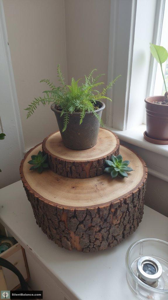 layered wood slice arrangement