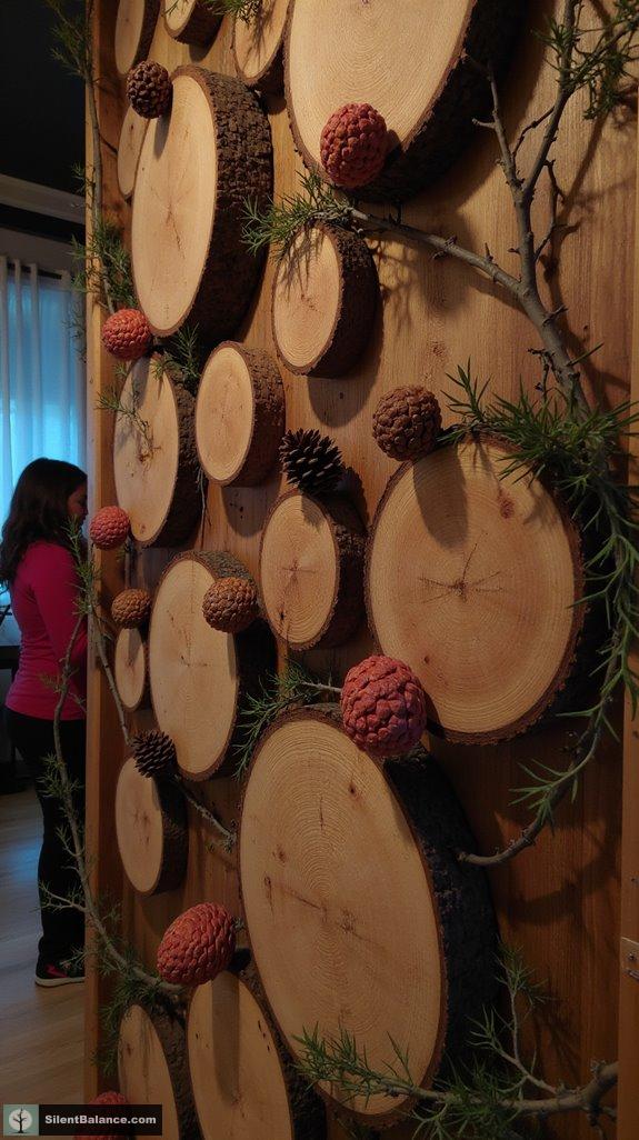 layered wood slice decor