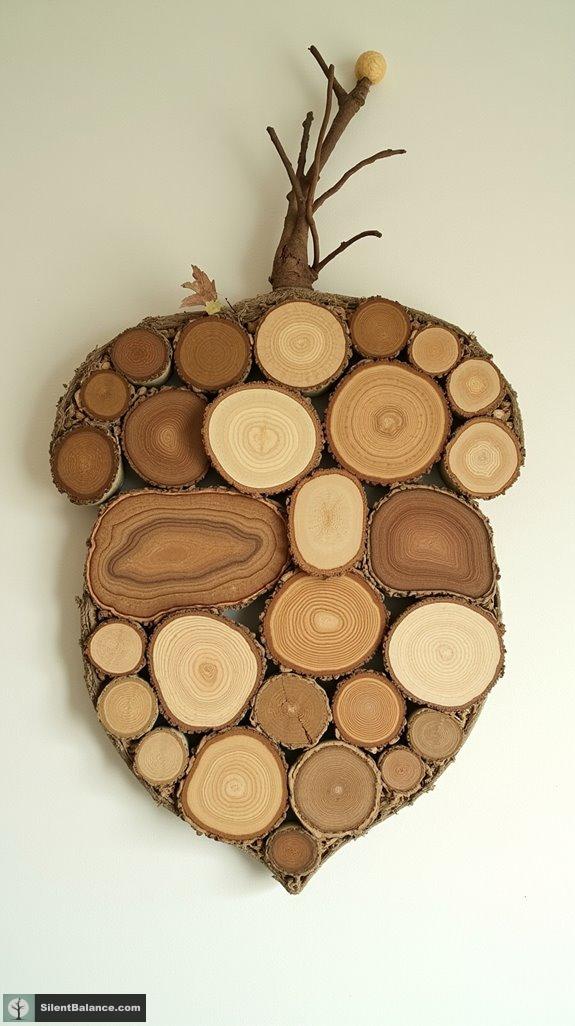 layered wood slice decor