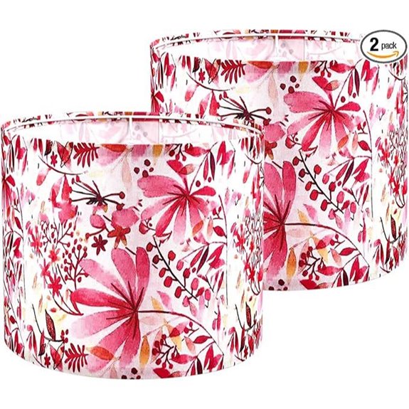 Drum Lamp Shades Set of 2 with Leaf Pattern