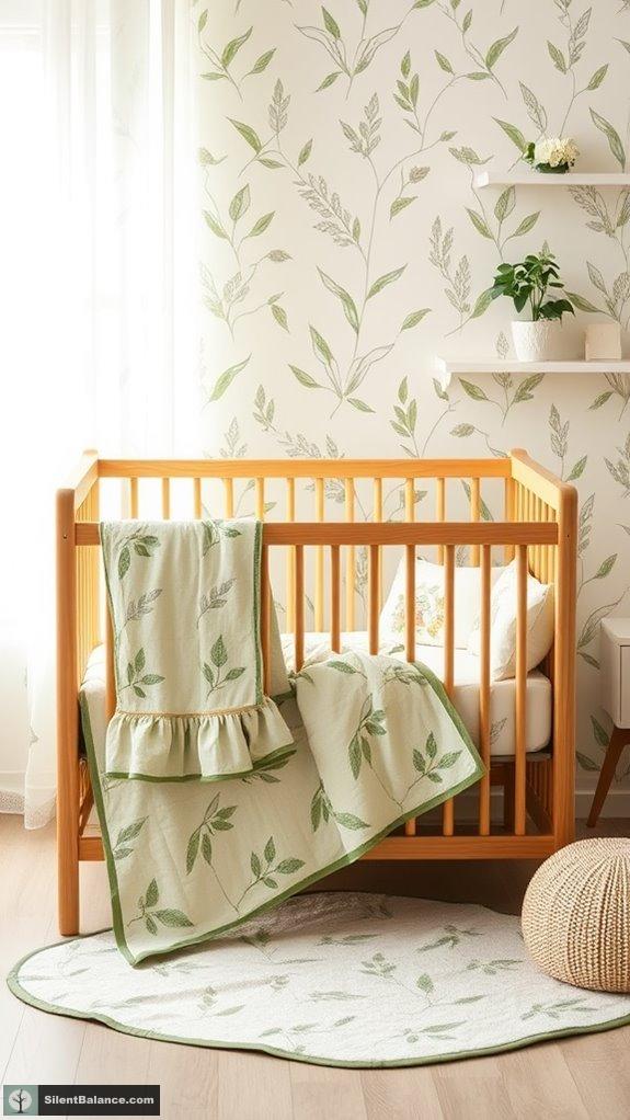 leaf themed crib bedding design