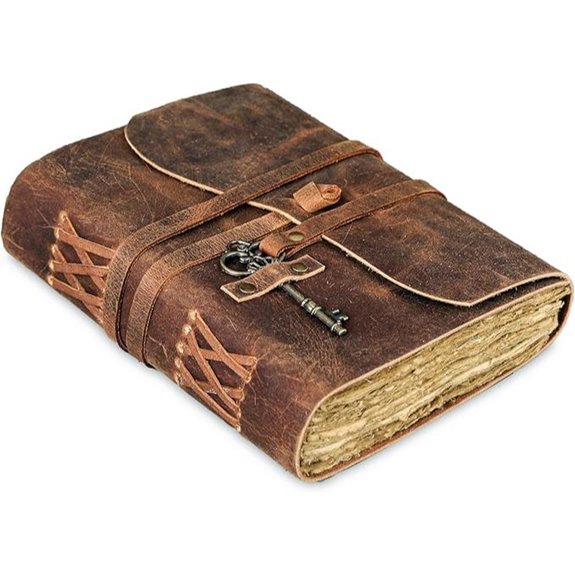 Leather Journal with Deckle Edge and Vintage Key