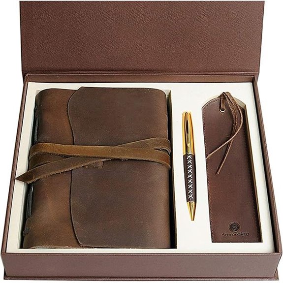 Leather Bound Journal with Bookmark and Pen