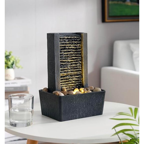 Indoor Decorative Fountain with LED Light and Cobbles