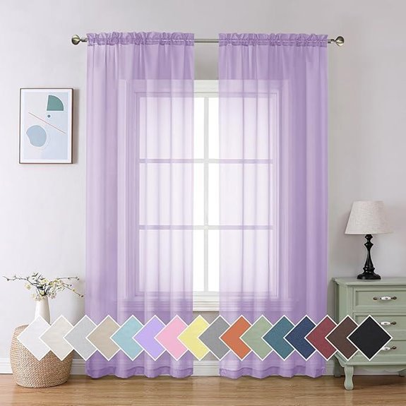 Aiyufeng Light Purple Sheer Curtain Panels (2 Pack)