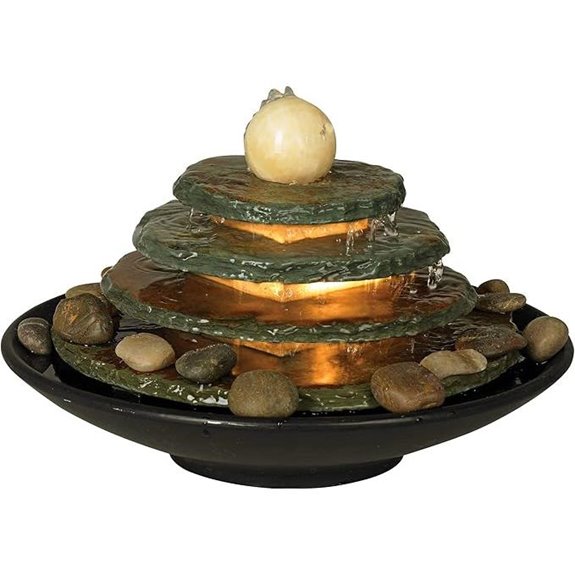 Small Zen Indoor Fountain with Light and Rocks