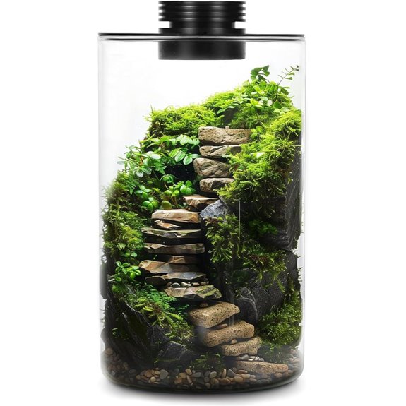 Desktop Glass Plant Terrarium with Grow Light