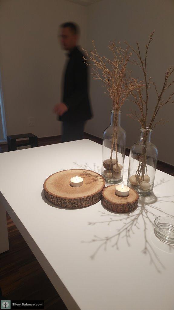minimalist pine wood centerpiece