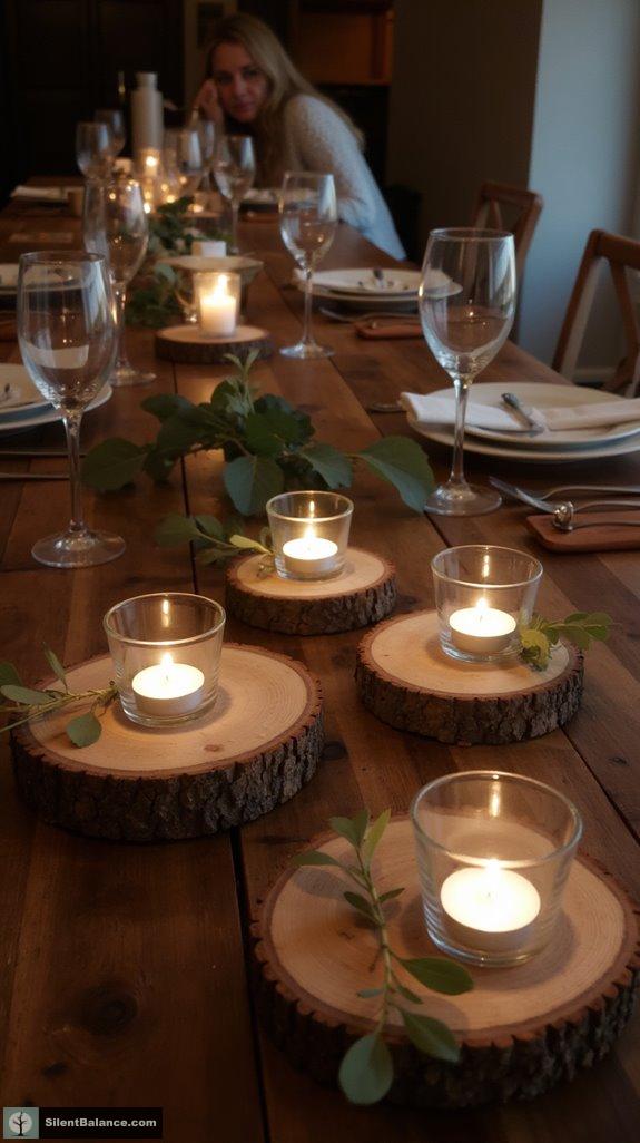 minimalist rustic wood centerpieces