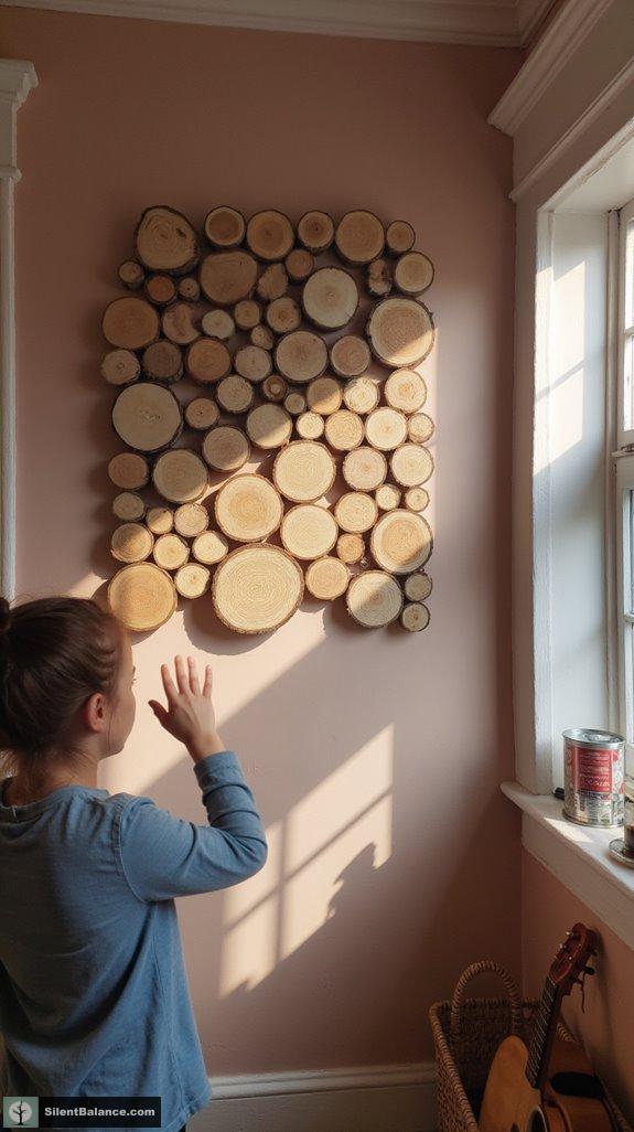minimalist wood slice art