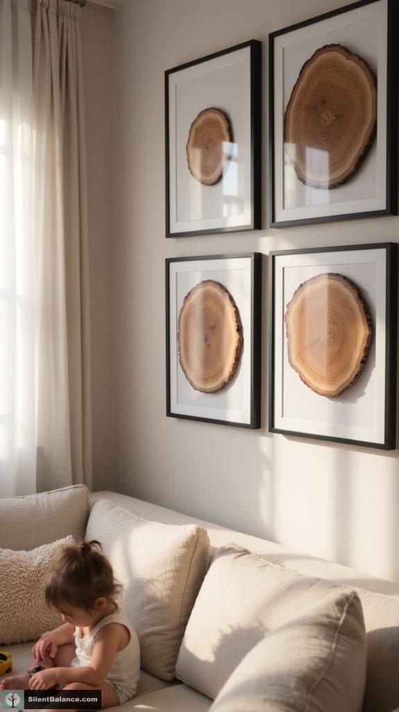 minimalist wood slice decor