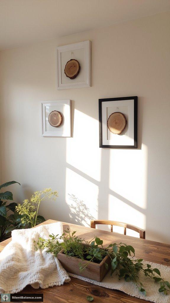 minimalist wood slice decor