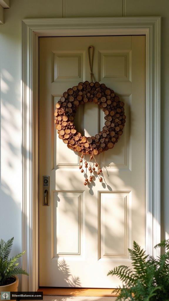 minimalist wood slice wreath
