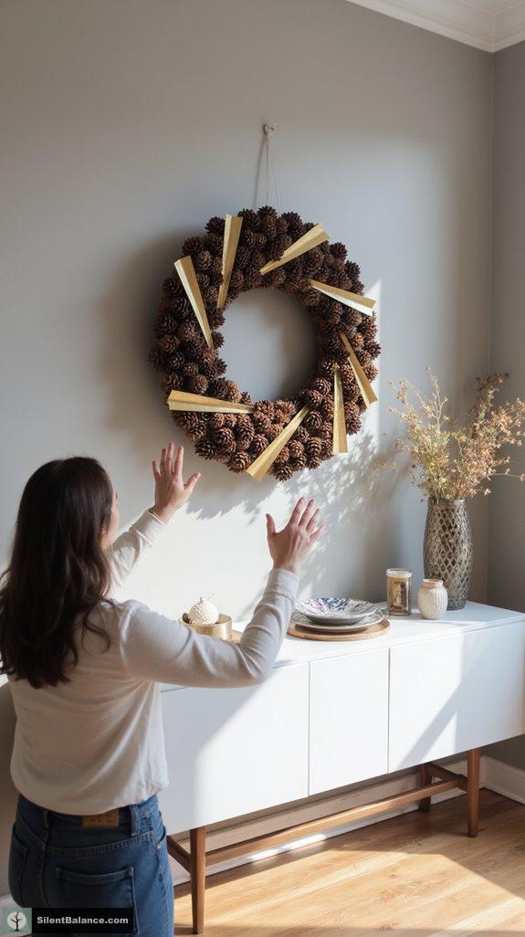 modern geometric pinecone wreath