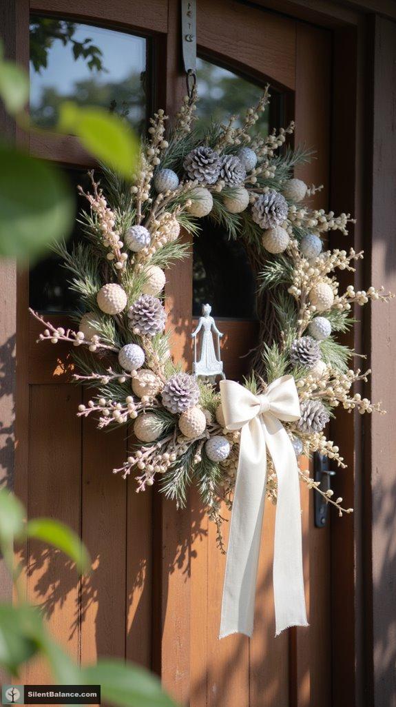 monochrome pinecone twig wreath