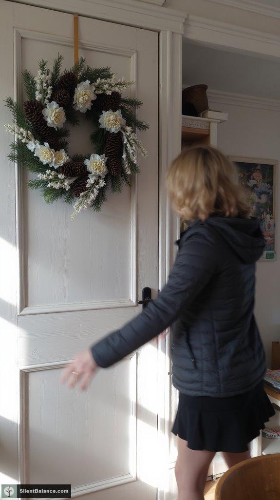 monochrome pinecone wreath elegance